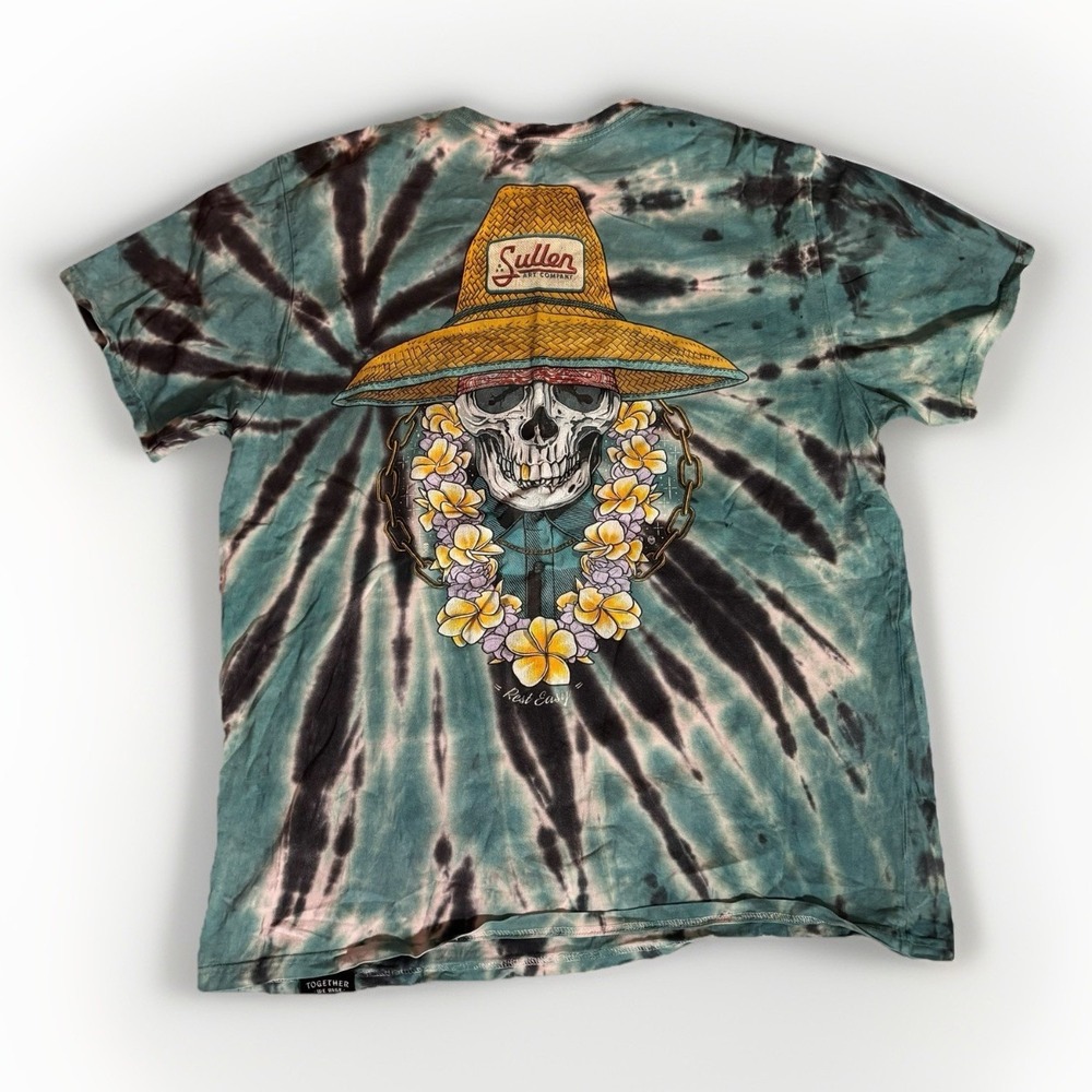 Sullen Art Graphic Tee T-shirt Tie Dye Men's 2XL Hawauuab‎ skeleton black teal
